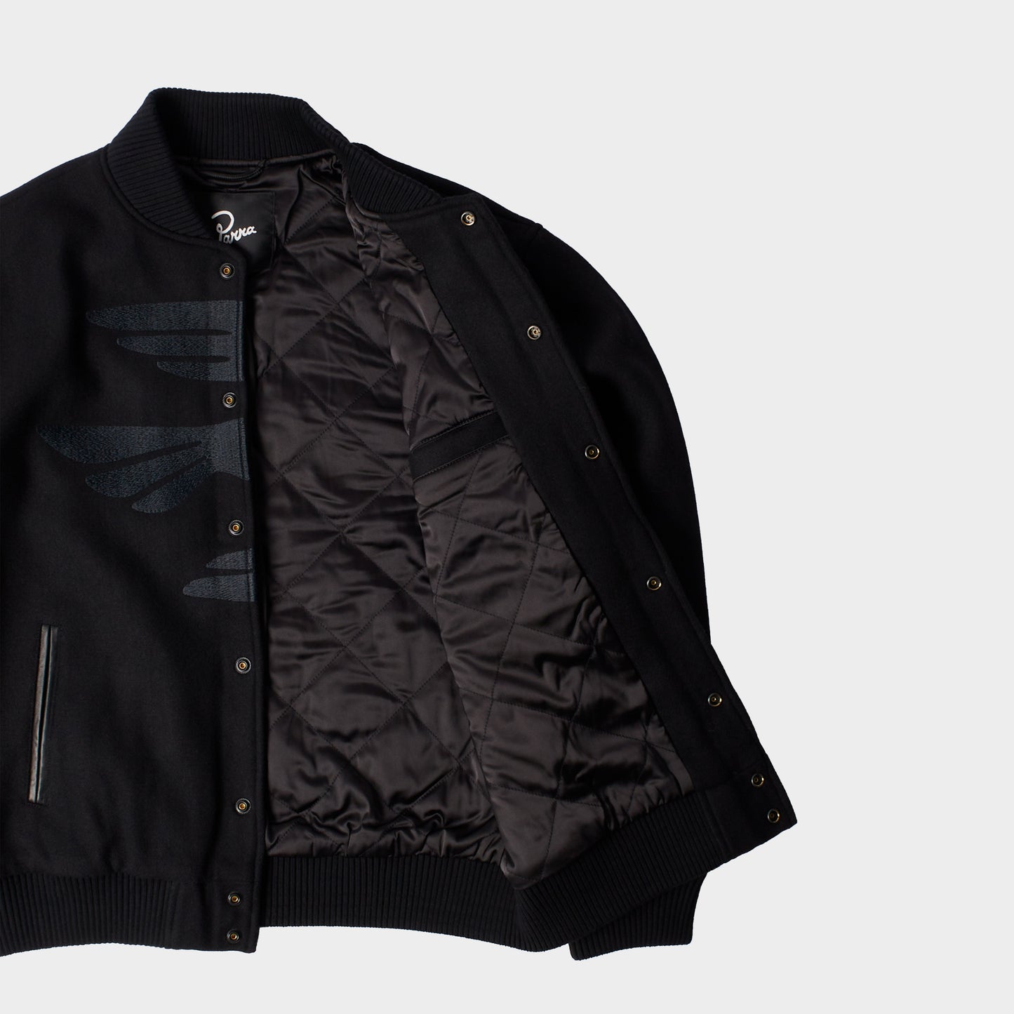 byParra Not Movie Quality Varsity Jacket in Farbe black