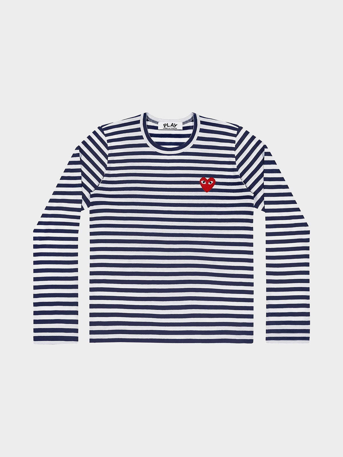 Comme des Garcons Striped Longsleeve - Red Emblem Knit Navy in Farbe navy