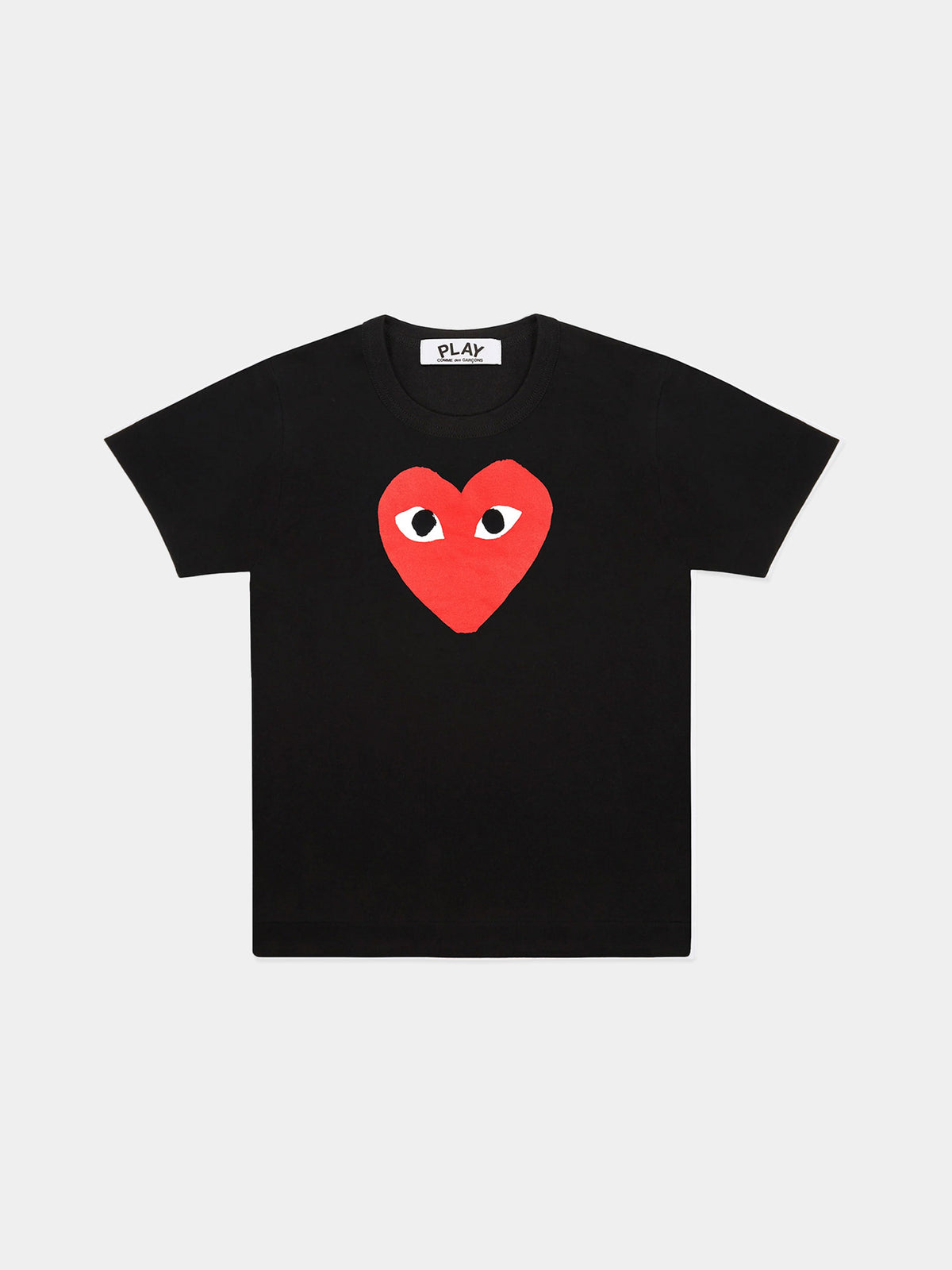 Comme des Garçons Play T-Shirt - Black/ Red Logo Print in Farbe black