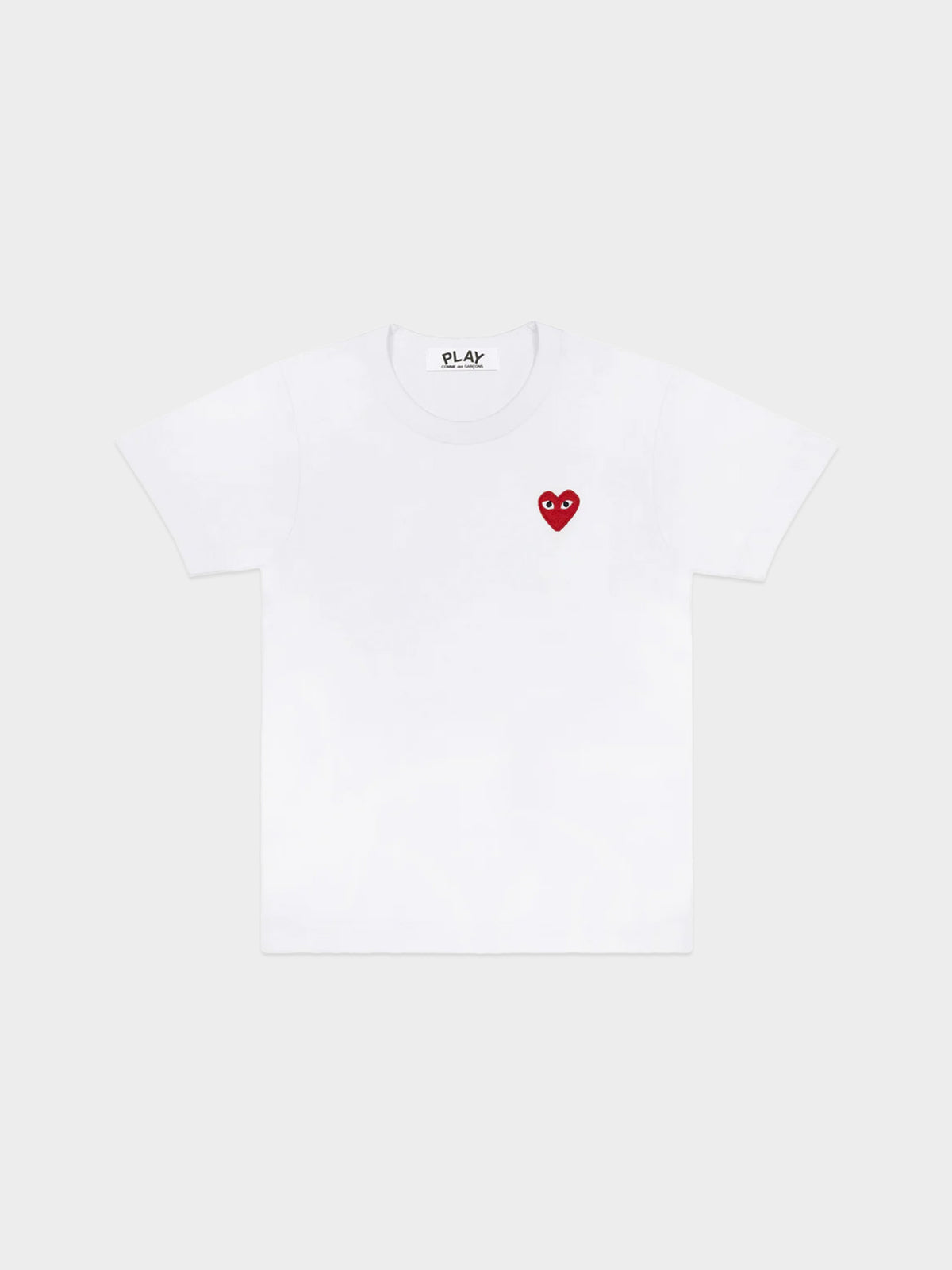 CdG Play T-Shirt - Black / Red Heart Emblem in Farbe white