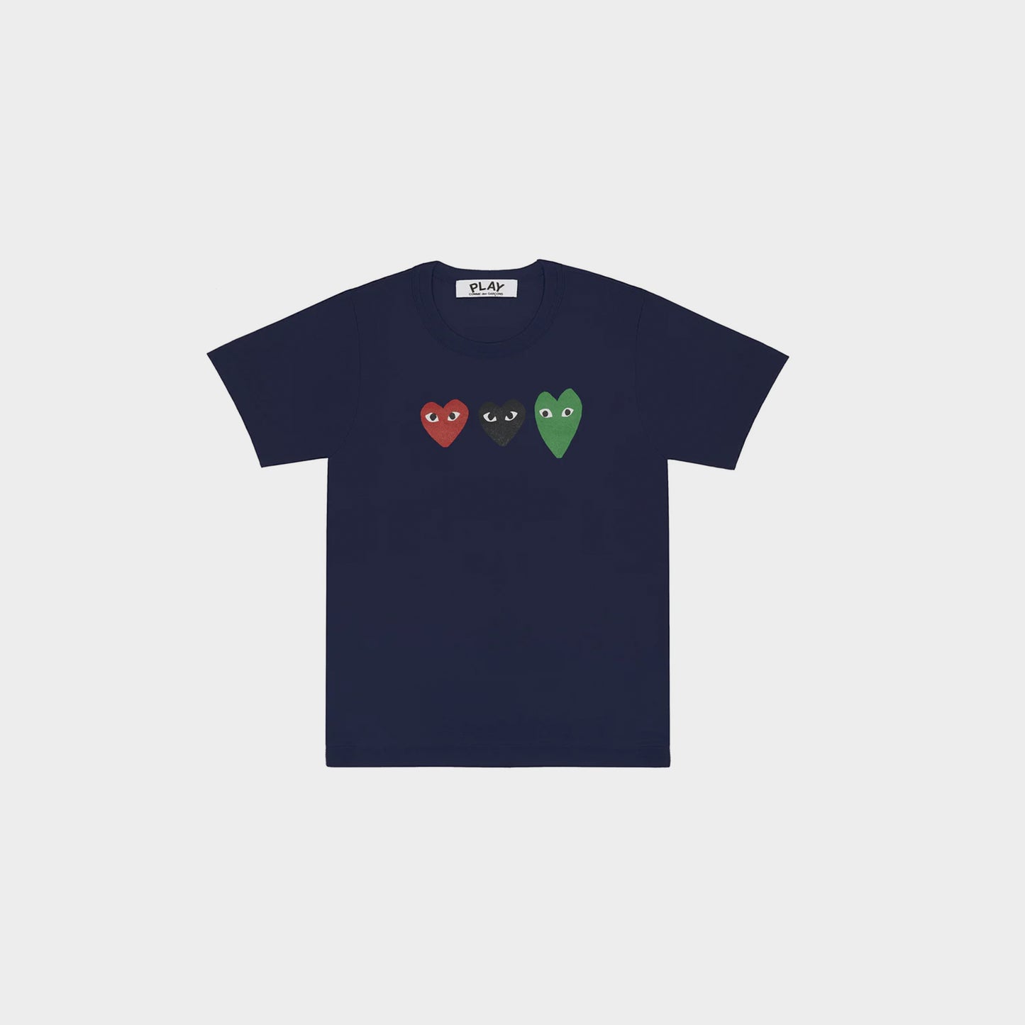 CdG Play Triple Heart Print T-Shirt - Navy in Farbe navy