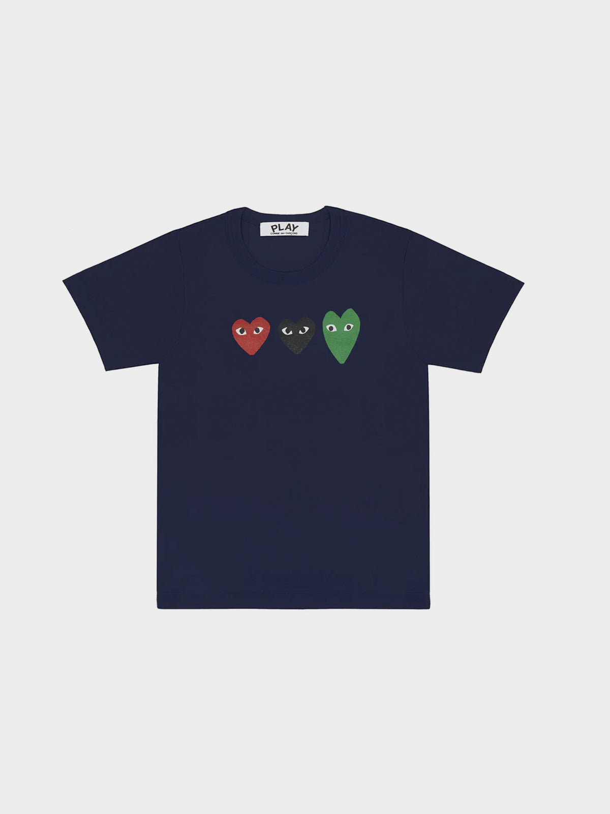 CdG Play Triple Heart Print T-Shirt - Navy in Farbe navy