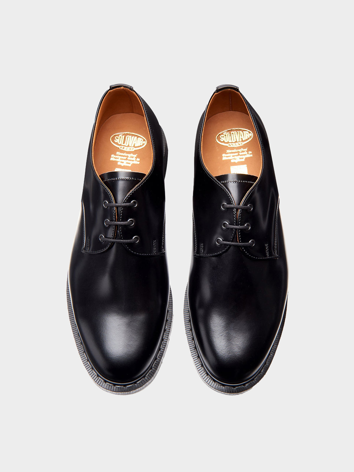 Solovair Hi-Shine 3 Eye Gibson in Farbe schwarz