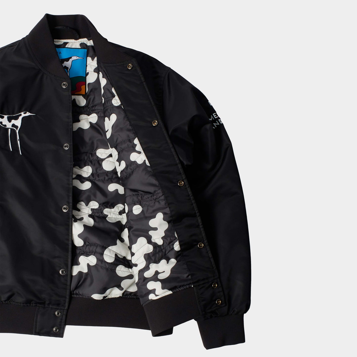 by Parra Club Not 1976 Satin Bomber Jacket in Farbe black