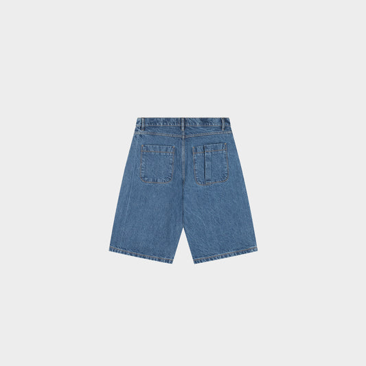 Round Pocket Denim Shorts - Raw Denim