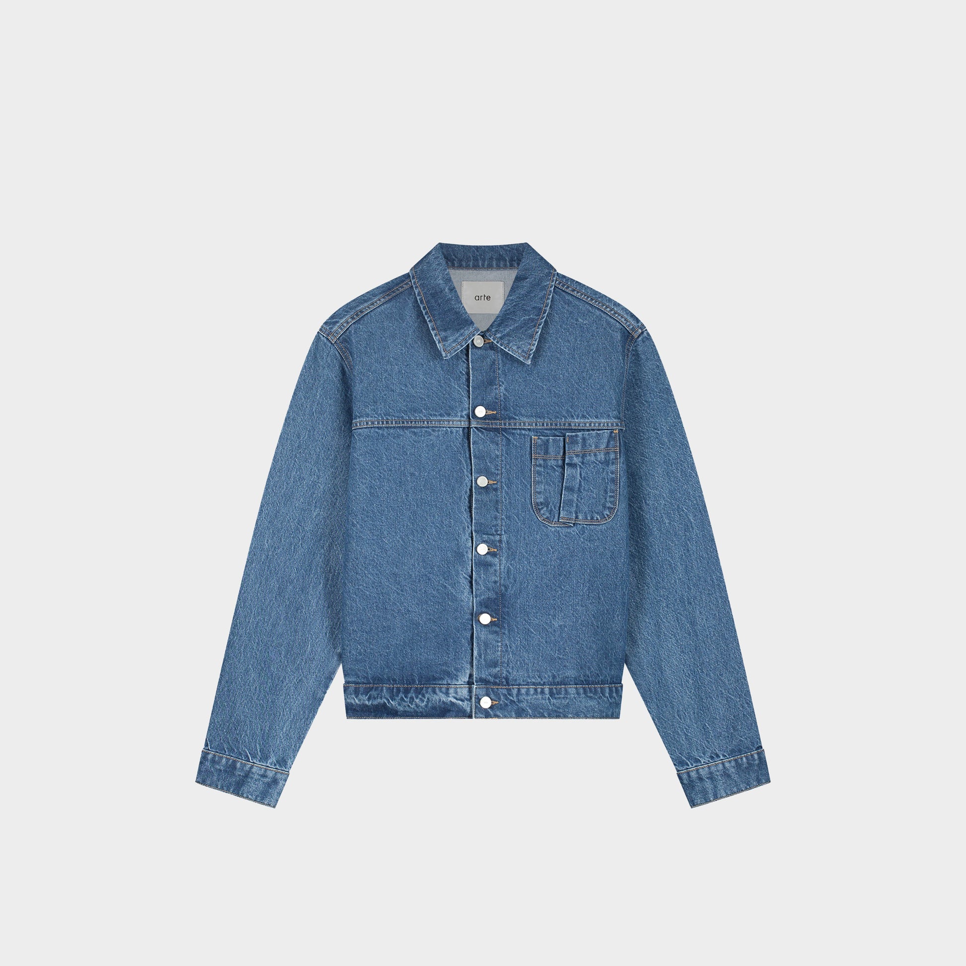 Arte Antwerp Fold Pocket Denim Jacket in Farbe raw_denim