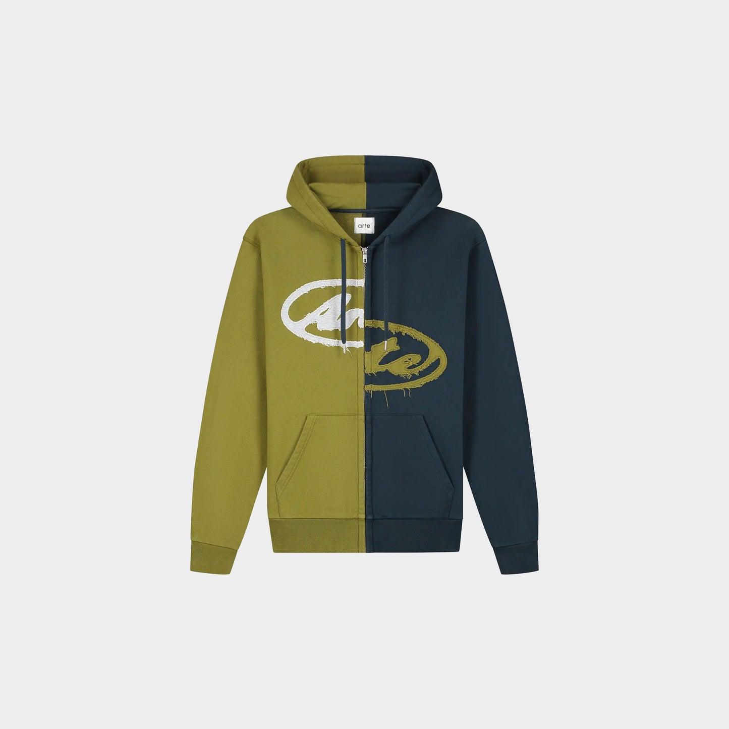 Arte Antwerp Split Patch Zip Hoodie in Farbe green_navy
