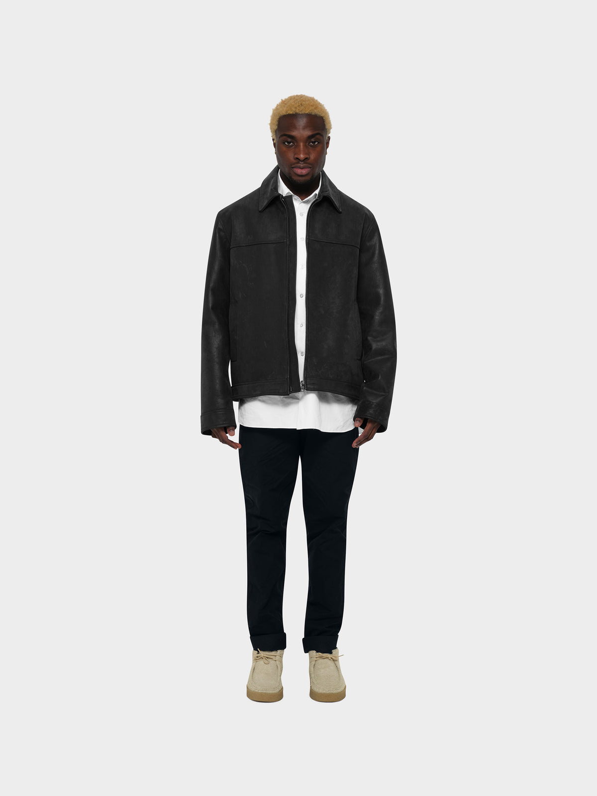 OMEN Lederjacke Fennek Rossleder am model