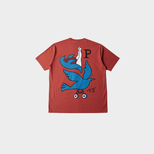byParra Wheeled Bird T Shirt in der Farbe rust