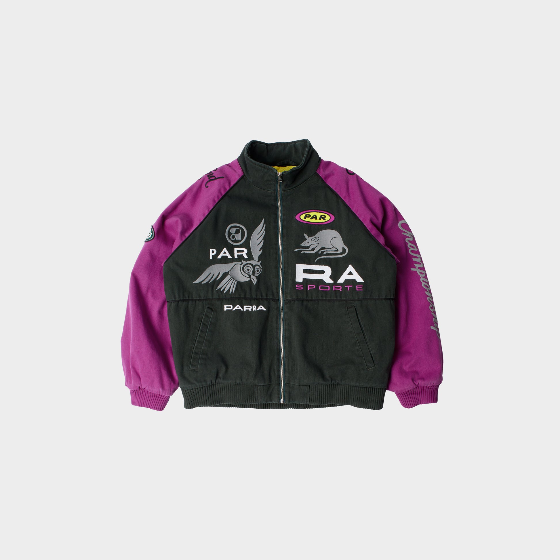 byParra Owl Meets Rat Racing Jacket in Farbe purple_pink