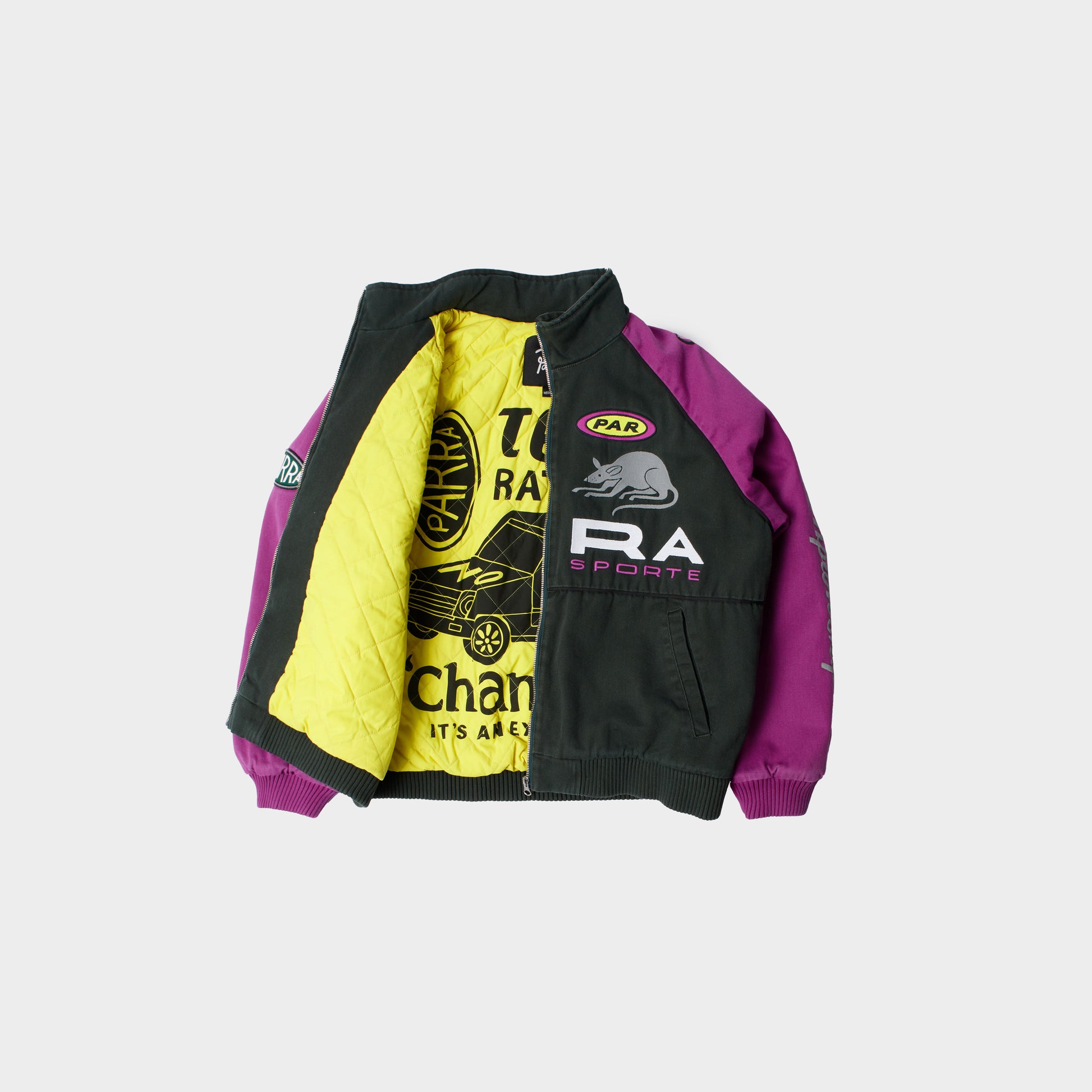 byParra Owl Meets Rat Racing Jacket in Farbe purple_pink