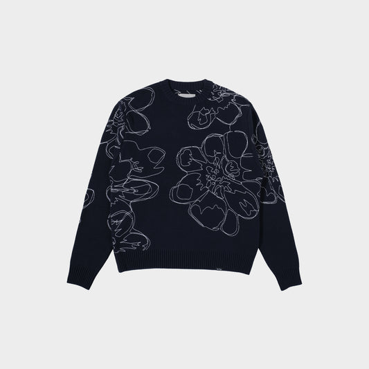 Arte Antwerp Embroidered Flower Knit in Farbe navy