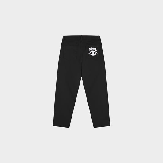 Back Pocket Graphic Pants Black