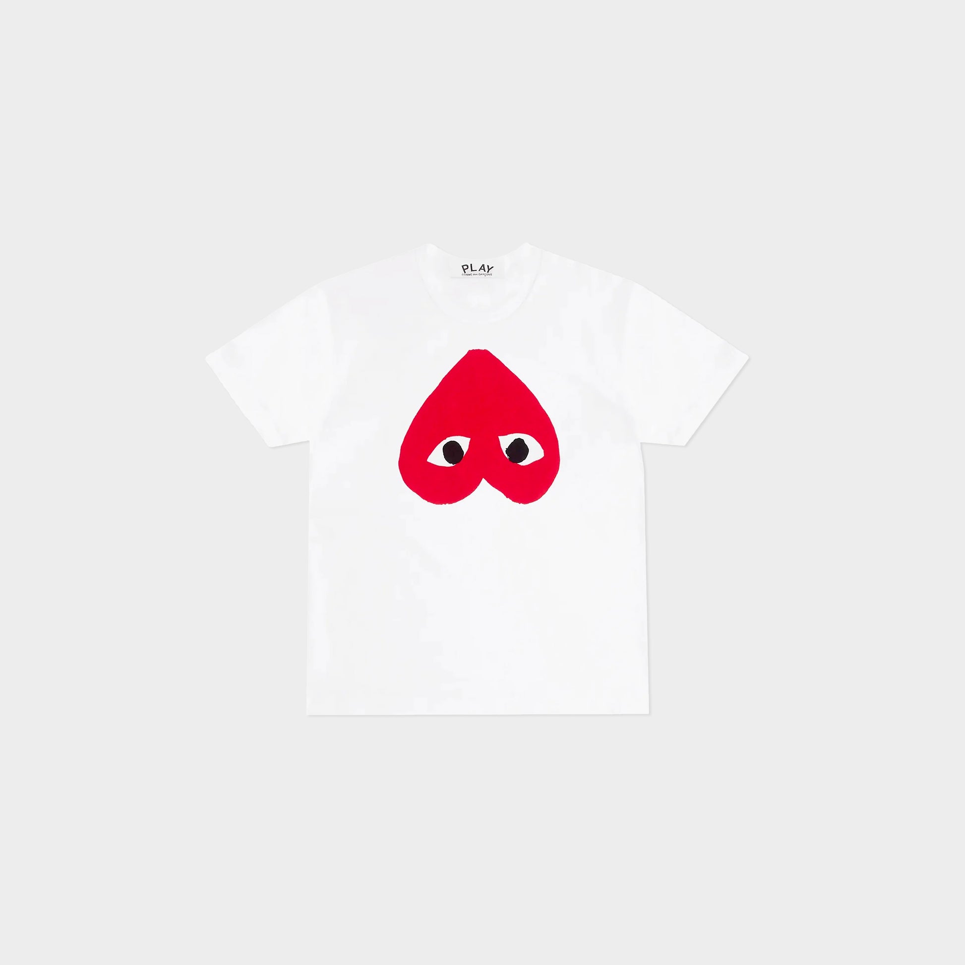 CDG T-shirt - Großes, rotes Herz auf Weiss in Farbe white