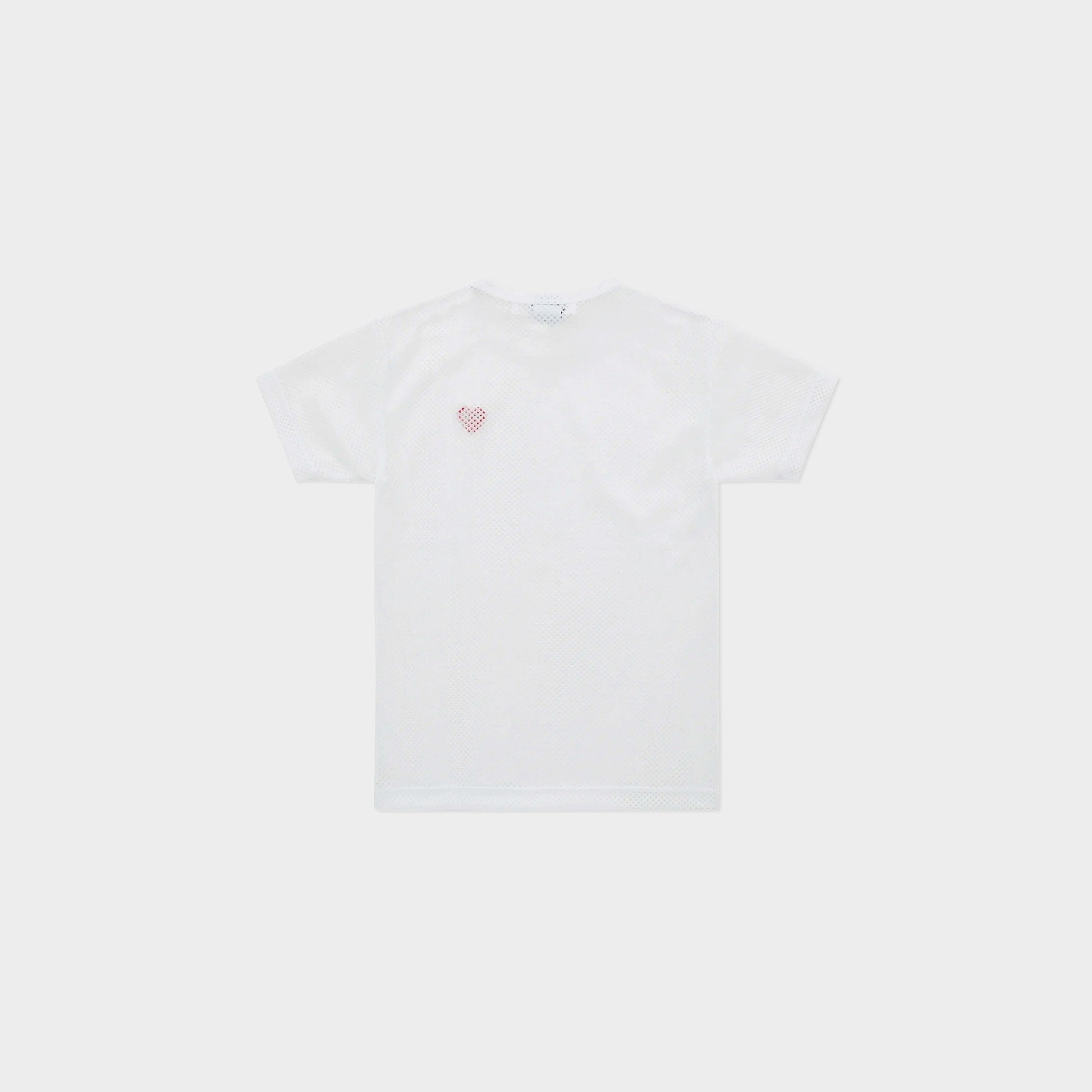 Comme des Garçons T-Shirt Mesh Red Emblem in Farbe white
