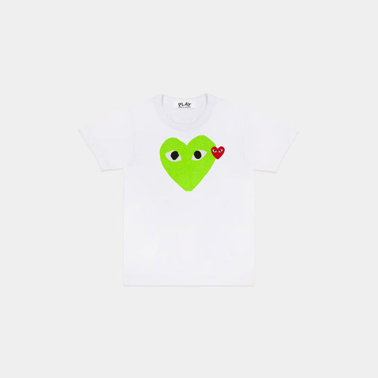 Comme des Garçons T-Shirt - White/ Green Heart in Farbe green