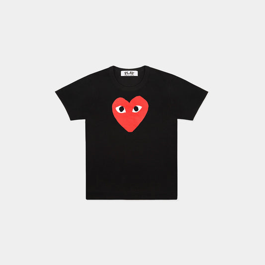 Comme des Garçons Play T-Shirt - Black/ Red Logo Print in Farbe black