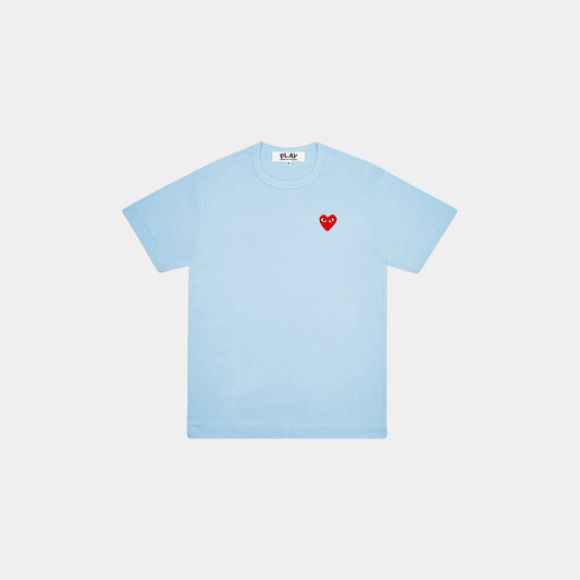 Comme des Garçons T-Shirt - Colourful - Blue/ Red Heart Emblem in Farbe blue