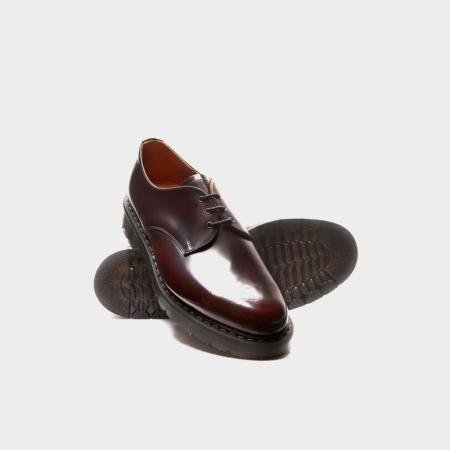 Solovair Hi-Shine 3 Eye Gibson in Farbe burgundy