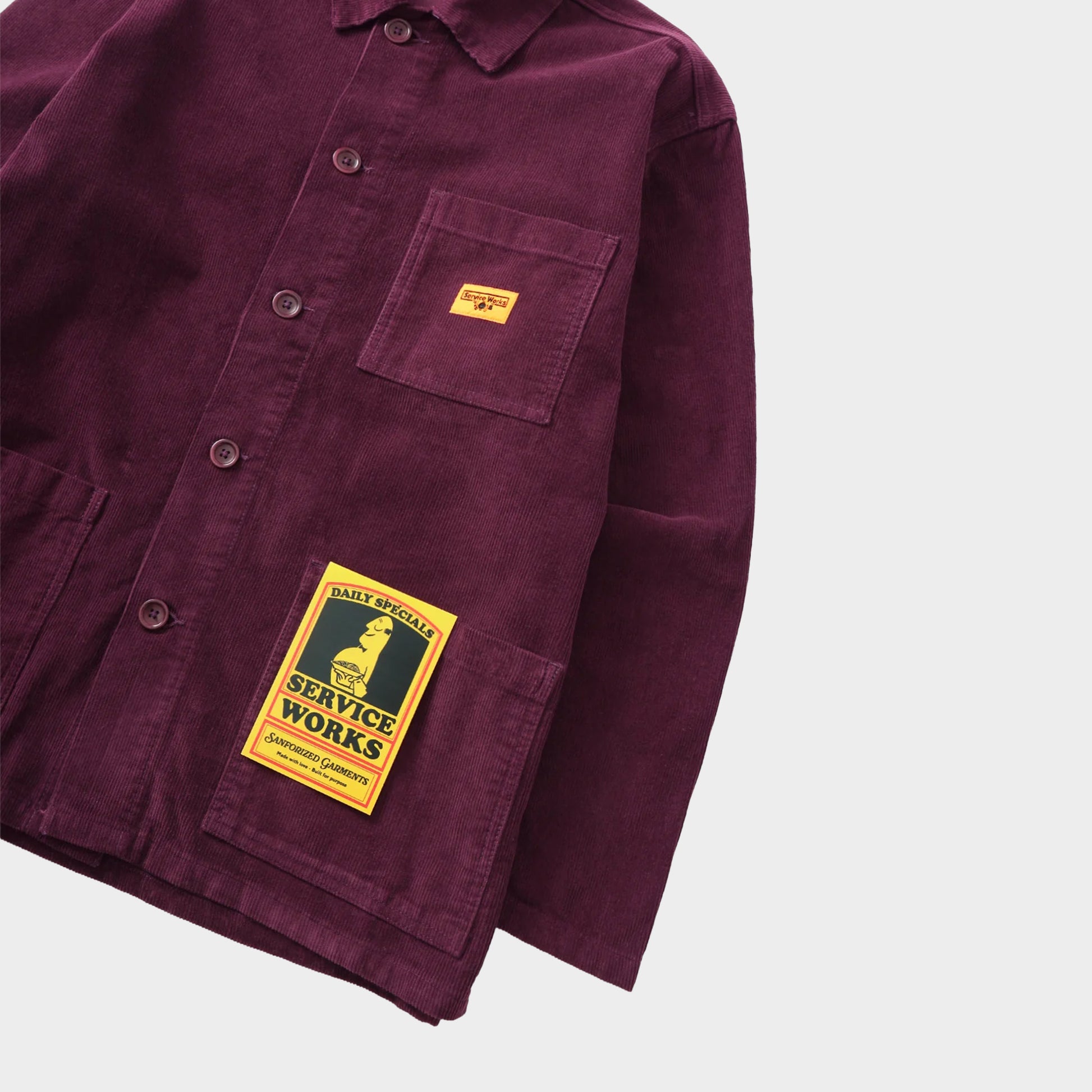 Service Works Corduroy Coverall Jacket in Farbe plum