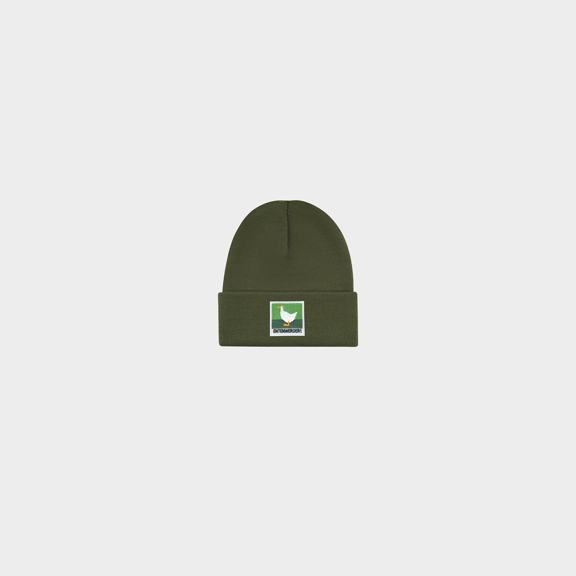 Entenwerder1 Beanie Logo Square in Farbe olive