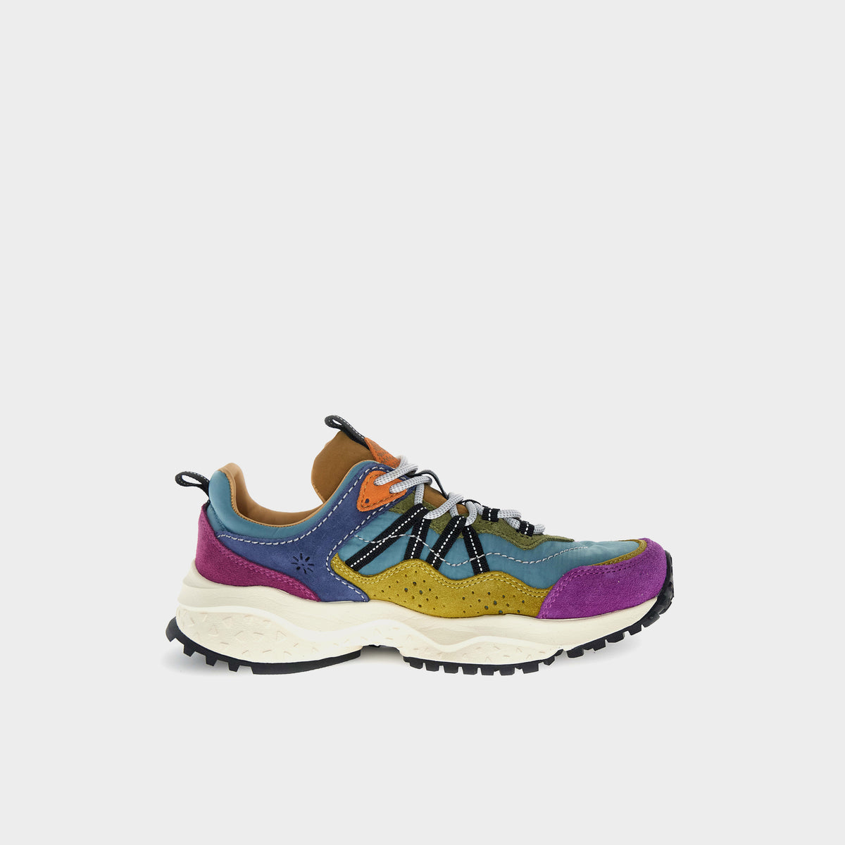 Flower Mountain Sneaker Sanchia Uni Cow Velour in Farbe raspberry_green_zucca