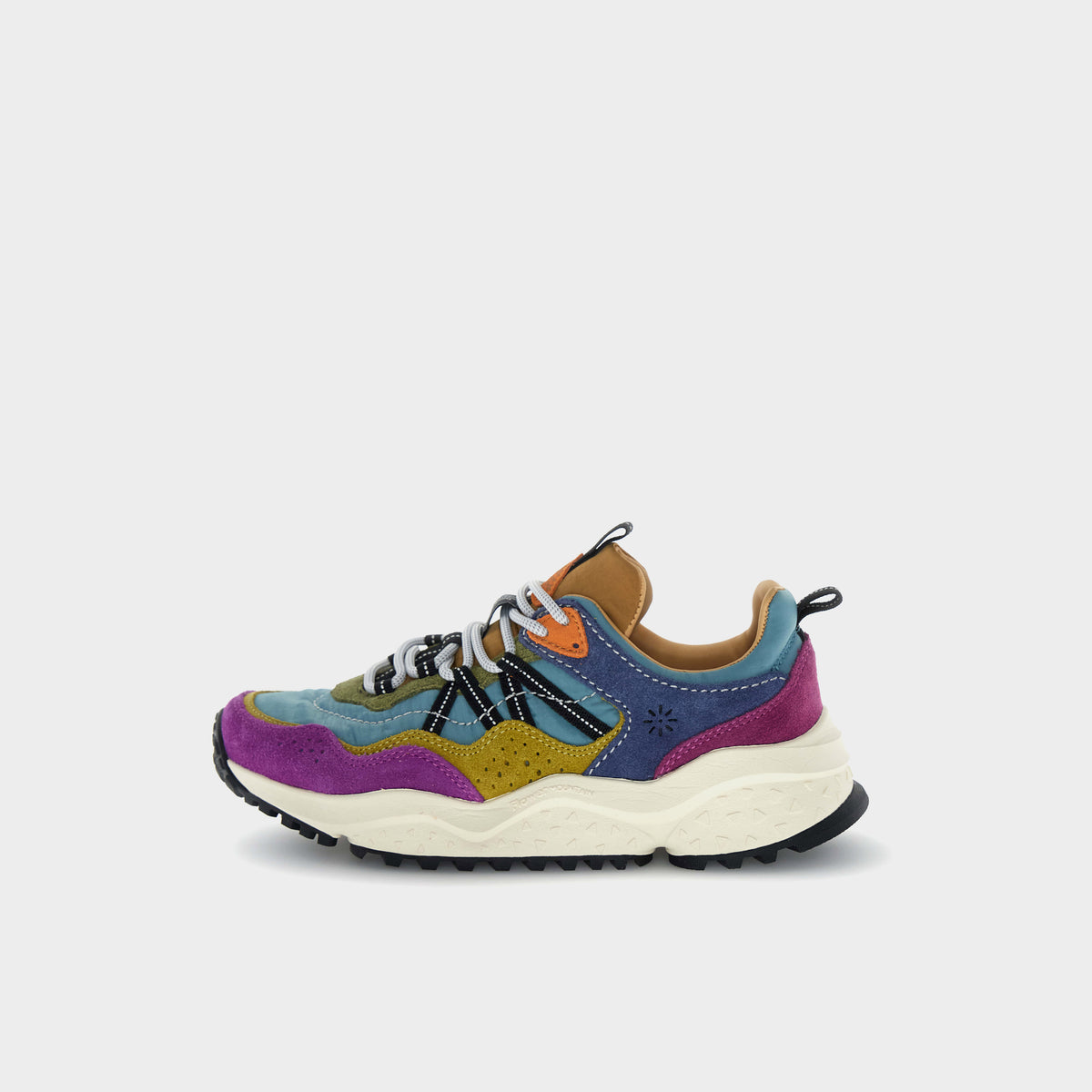 Flower Mountain Sneaker Sanchia Uni Cow Velour in Farbe raspberry_green_zucca