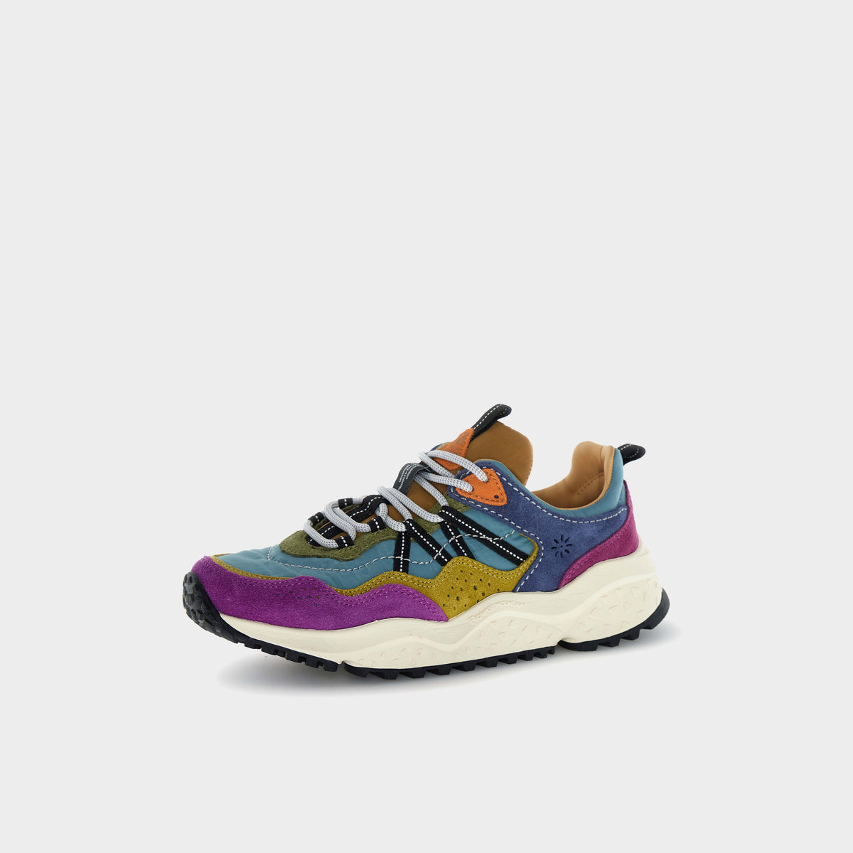 Flower Mountain Sneaker Sanchia Uni Cow Velour in Farbe raspberry_green_zucca