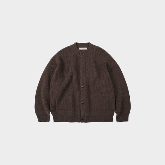 Heavy Wool Round Cardigan Choco Brown
