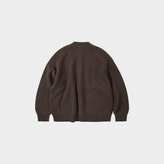 Heavy Wool Round Cardigan Choco Brown