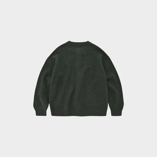 Heavy Wool Round Cardigan Forest Green