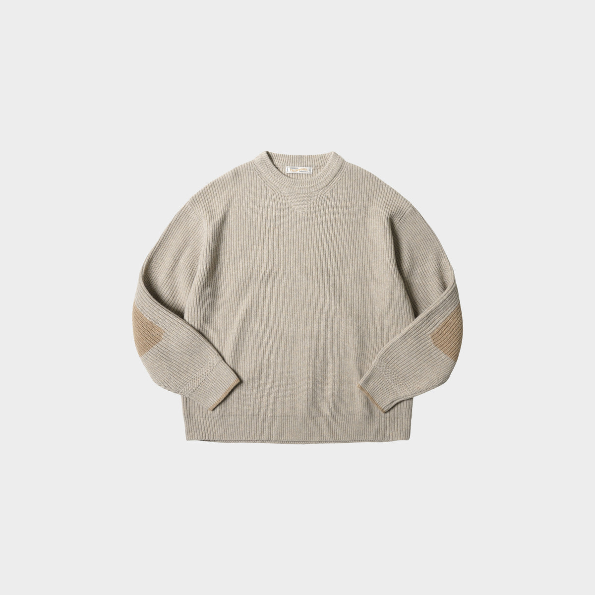 FrizmWORKS Patch Round Pullover Knit in Farbe oatmeal