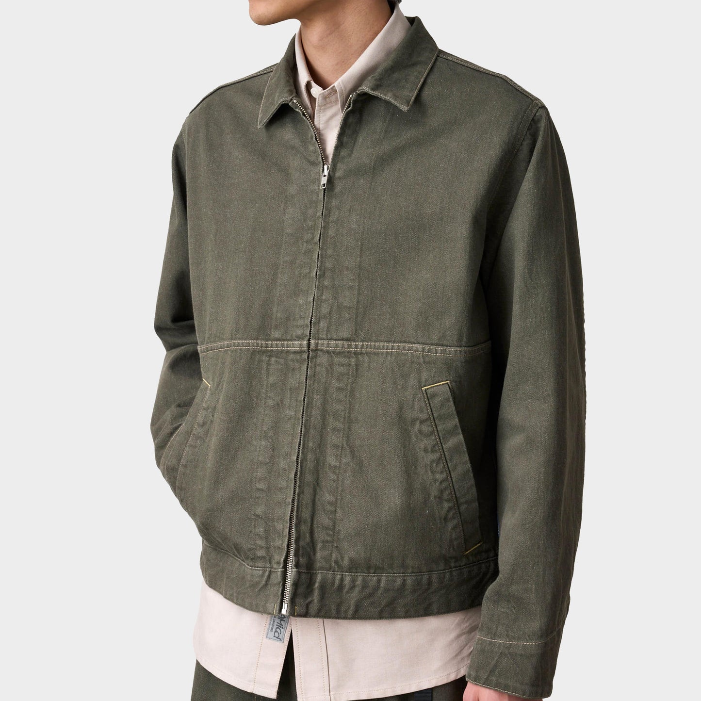 Gramicci Japanese Slub Denim Jacket in Farbe dark_sage