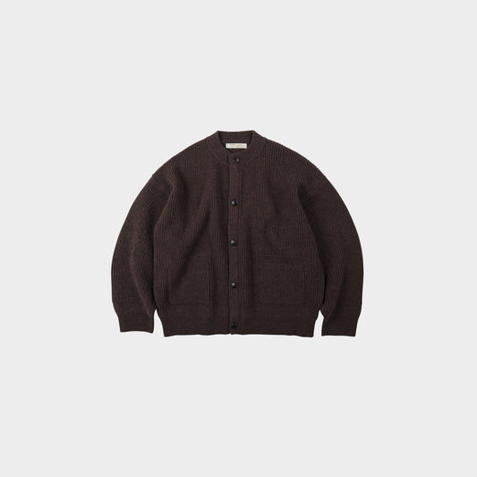 Heavy Wool Round Cardigan Choco Brown