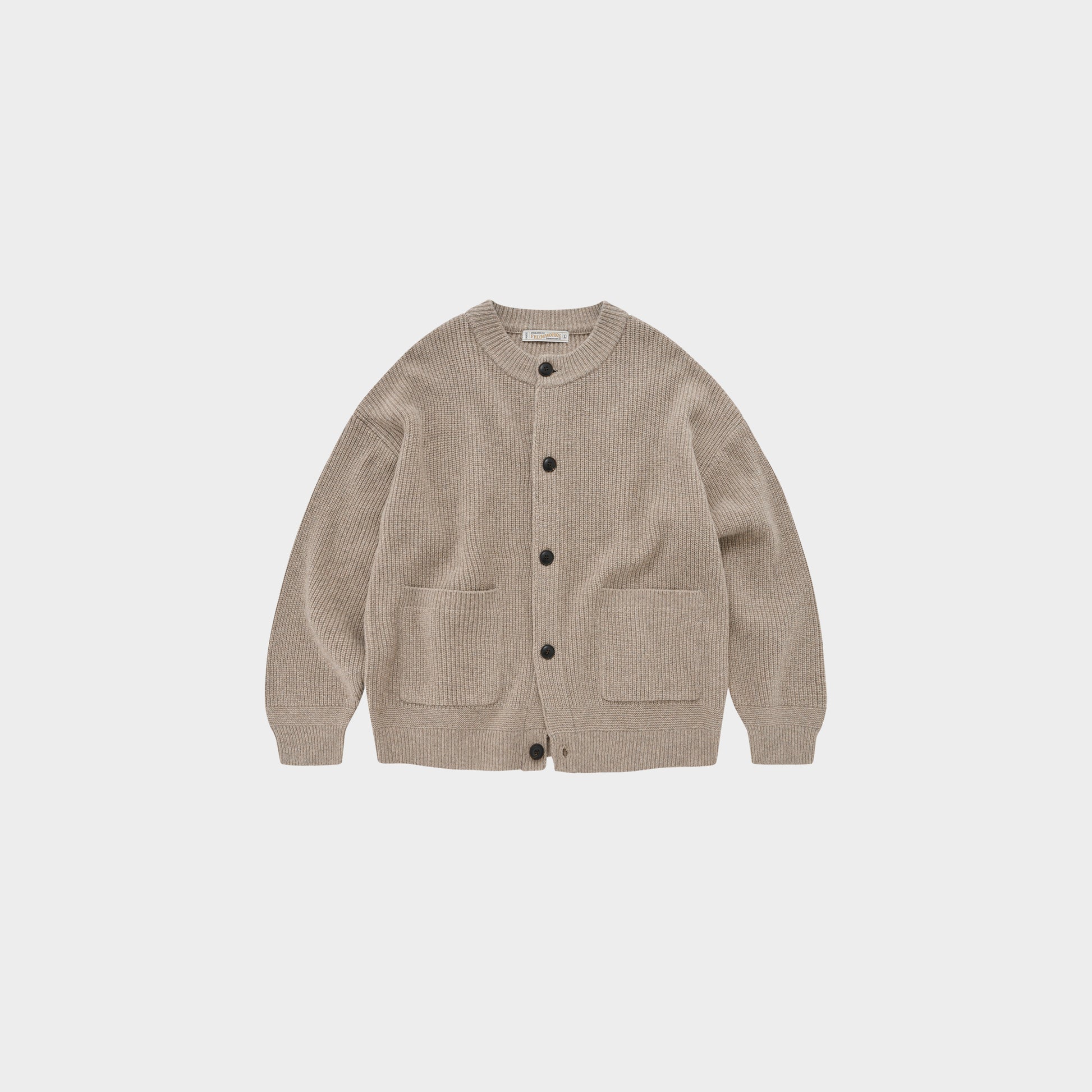 Frizmworks Heavy Wool Round Cardigan in Farbe oatmeal