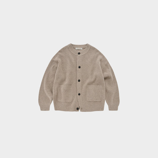 Heavy Wool Round Cardigan Oatmeal
