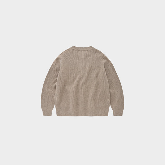 Heavy Wool Round Cardigan Oatmeal