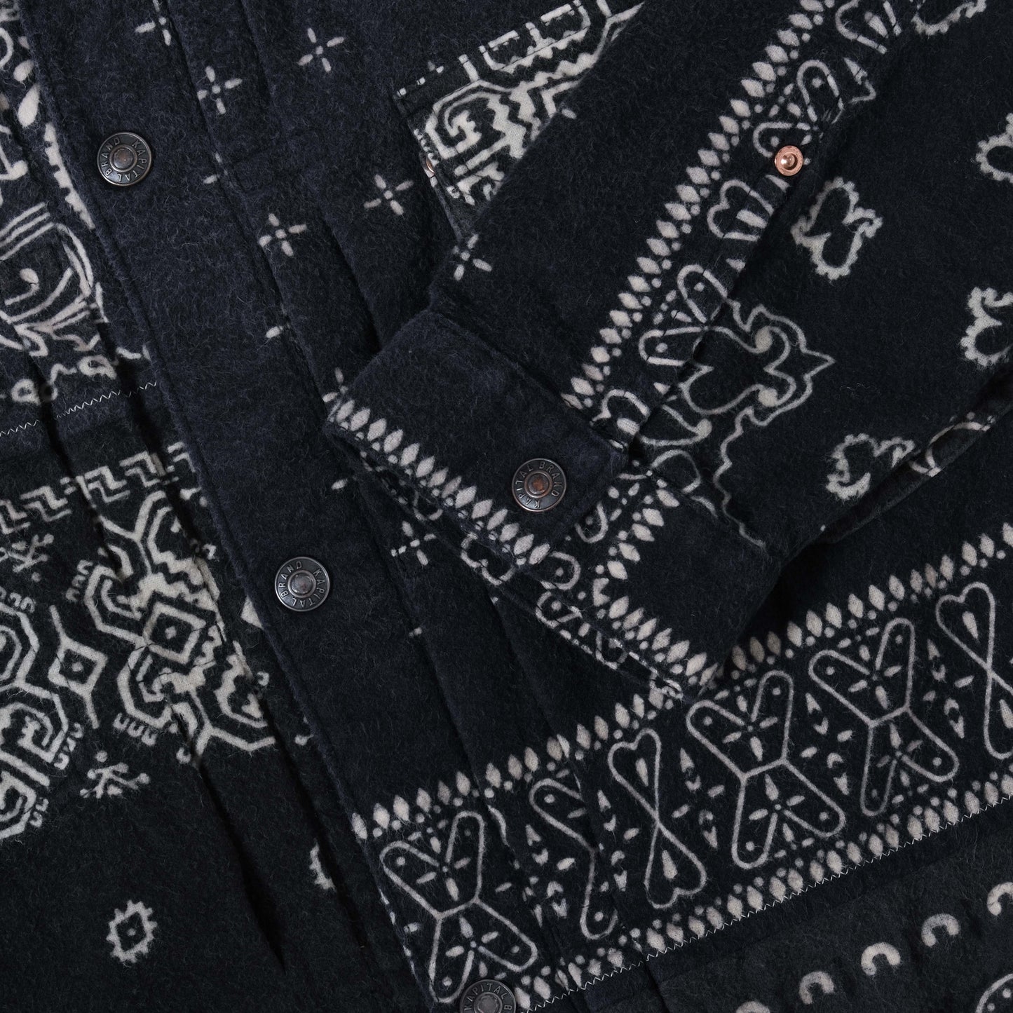 Kapital Flannel Reversible Bandana Print Jacket in Farbe black_khaki