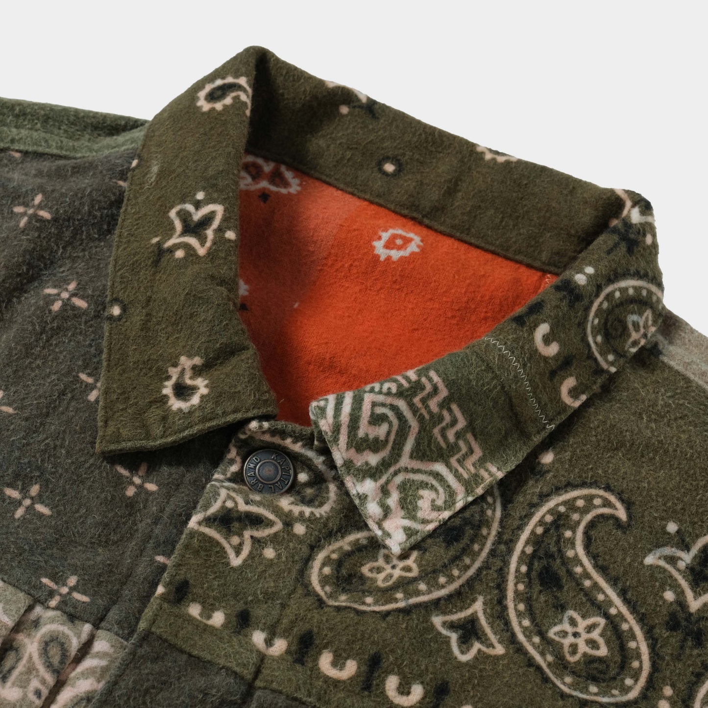 Kapital Flannel Reversible Bandana Print Jacket in Farbe khaki_orange
