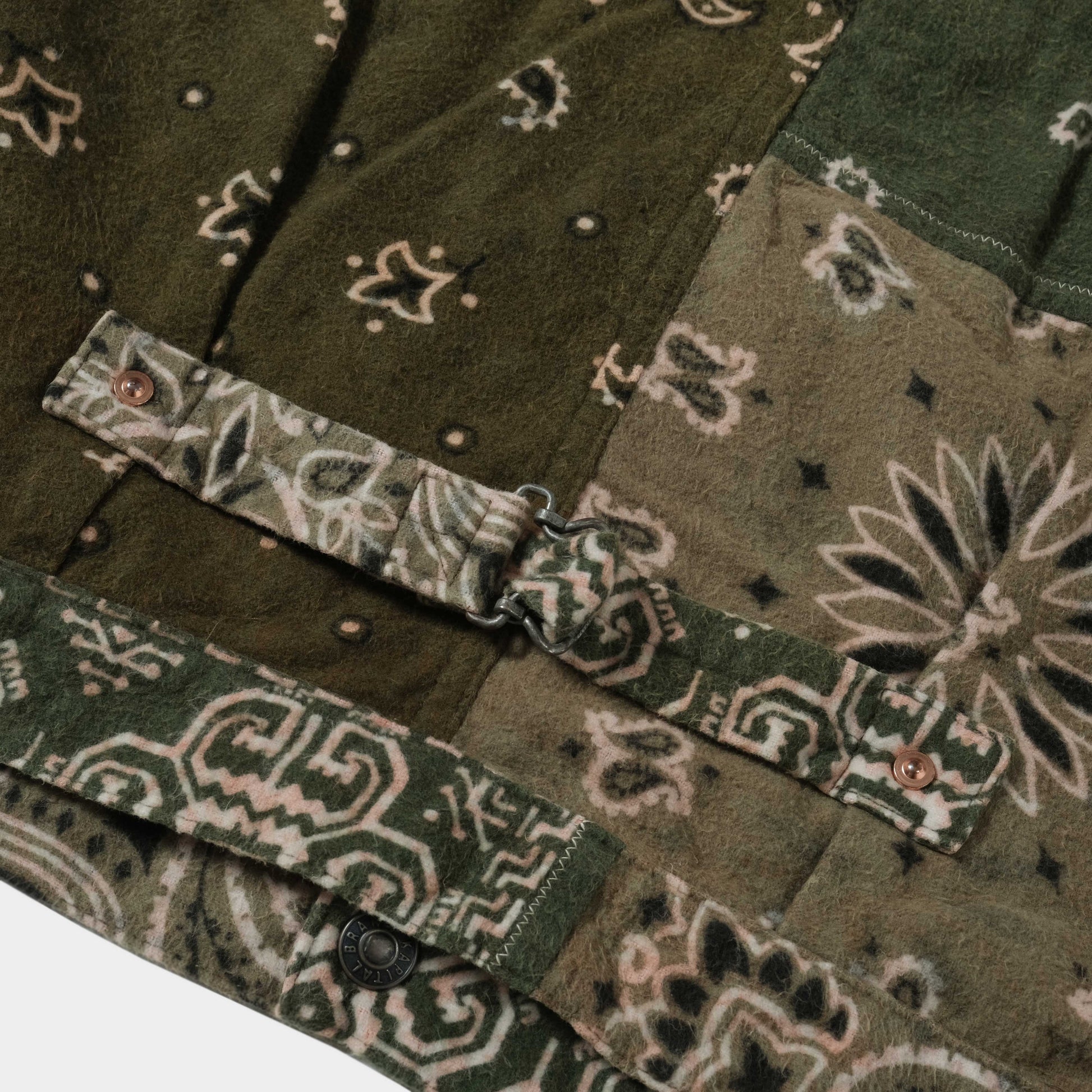 Kapital Flannel Reversible Bandana Print Jacket in Farbe khaki_orange