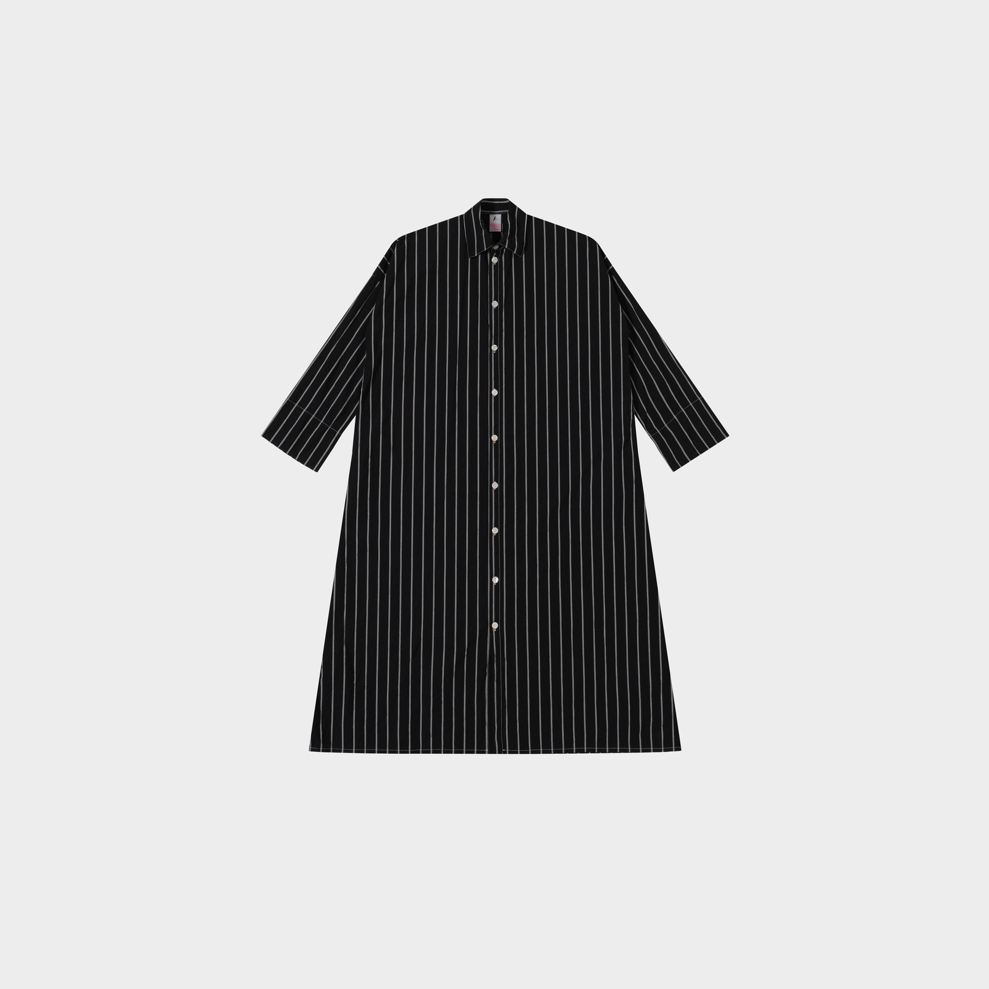 Kunoichi Kleid Issey Maxi Blockstreifen in Farbe schwarz_grau