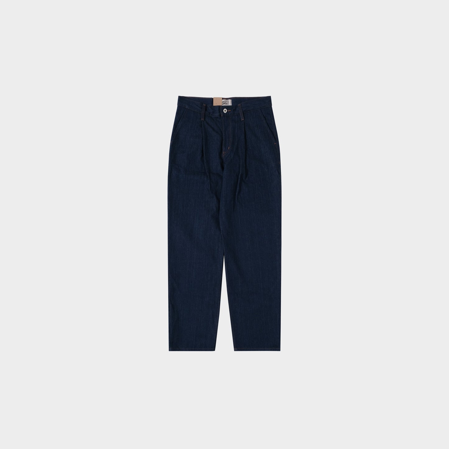 Naked & Famous  Pleated Trouser - Vertical Slub Denim in Farbe indigo