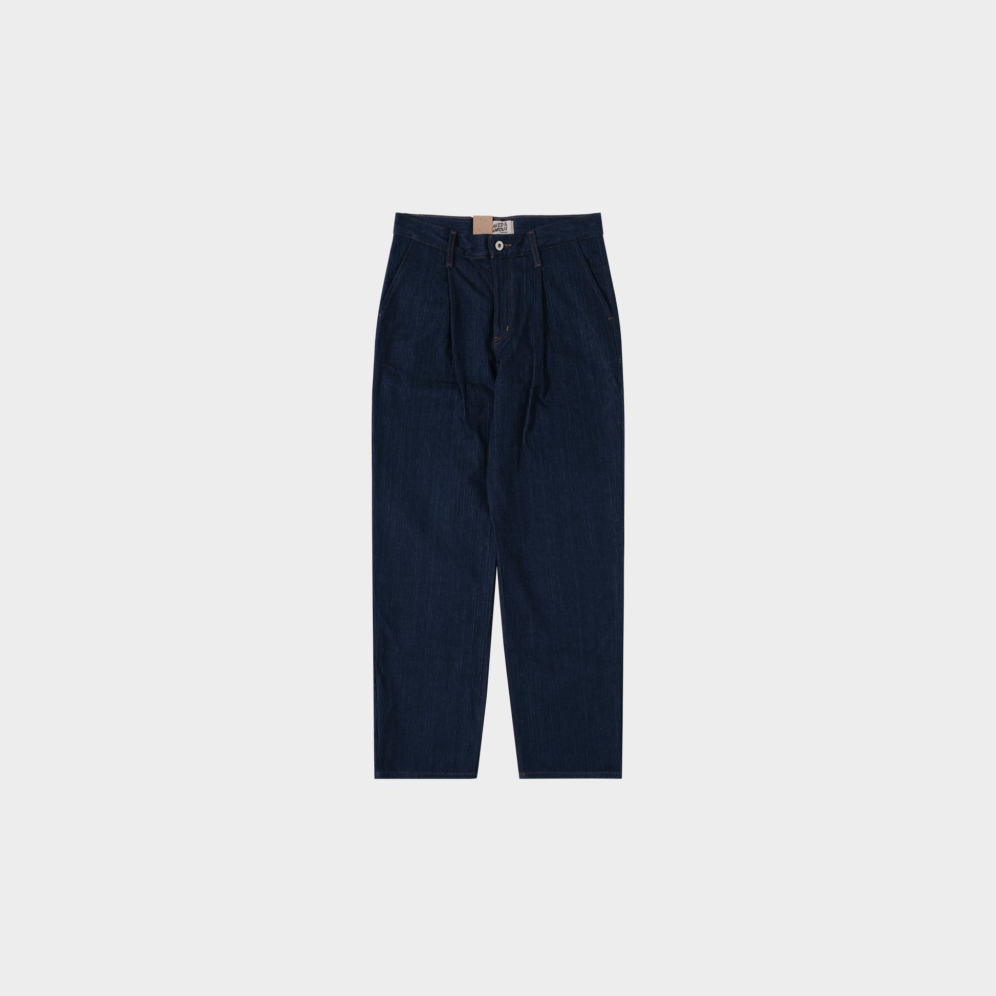 Naked & Famous  Pleated Trouser - Vertical Slub Denim in Farbe indigo