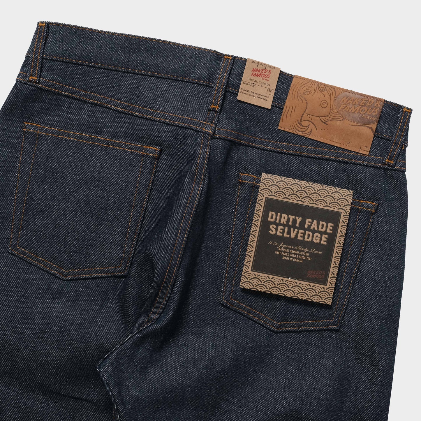 Naked and Famous True Guy - Dirty Fade Selvedge in Farbe indigo
