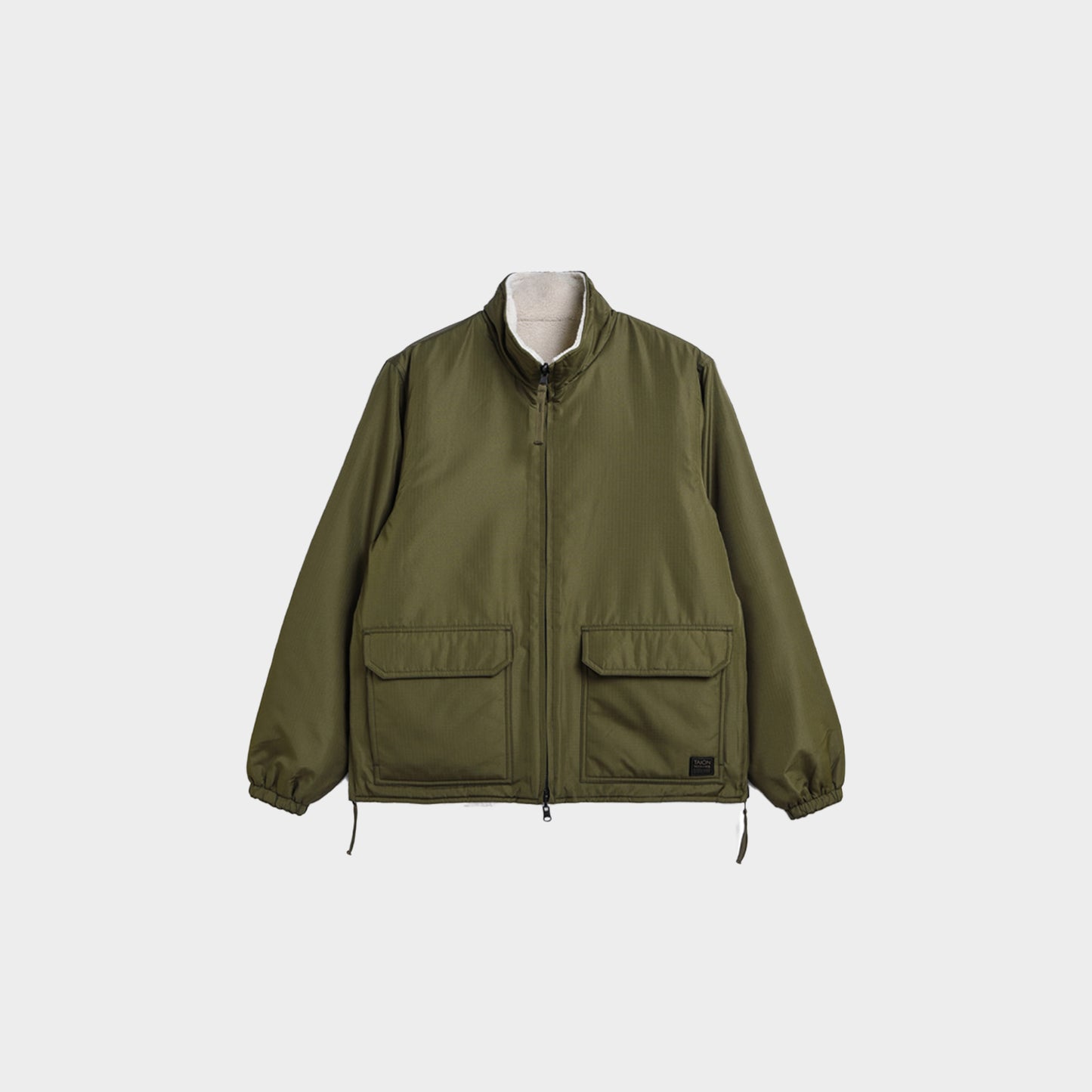 TAION Non Down Military Reversible Boa Hi Neck Jacket in Farbe darkolive_cream