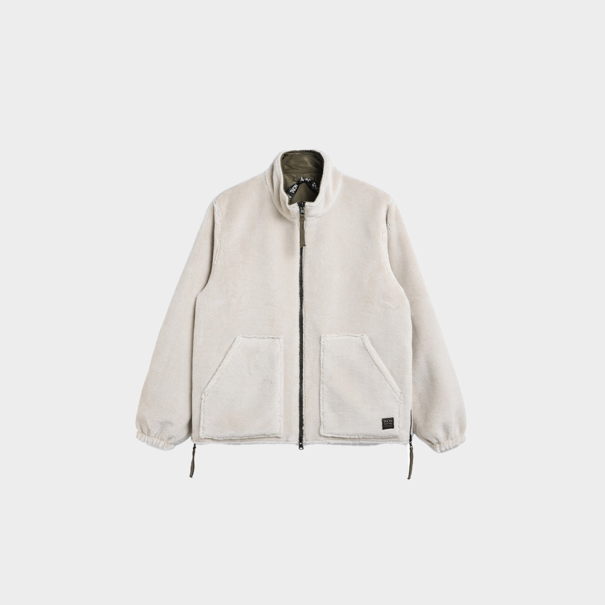 TAION Non Down Military Reversible Boa Hi Neck Jacket in Farbe darkolive_cream