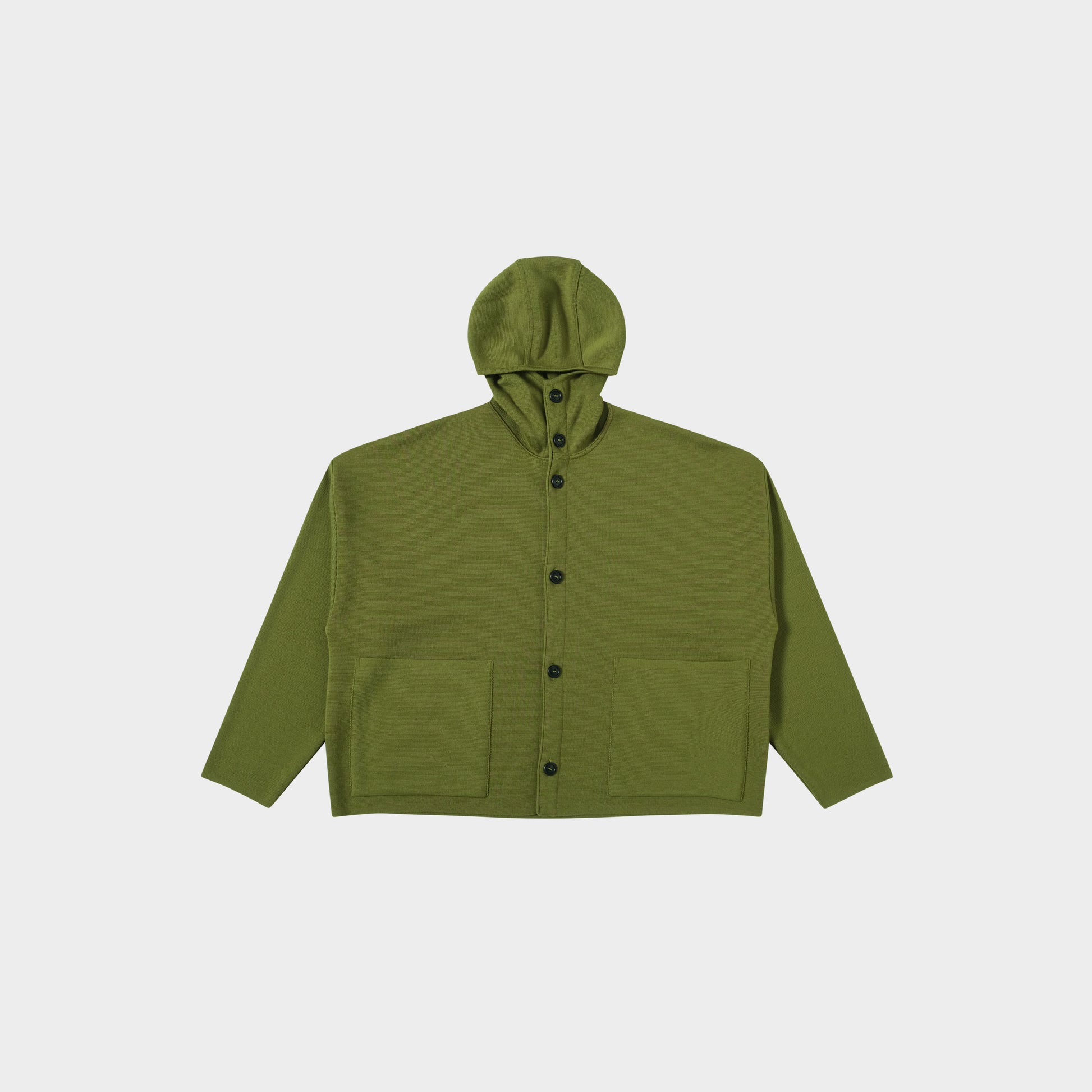 OMEN Strickjacke Tömmchen Kapuze PS in Farbe moss