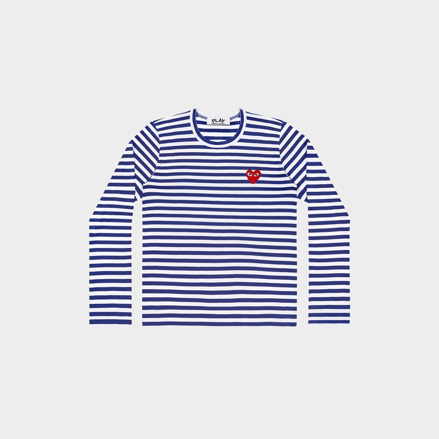 CDG Play Striped Longsleeve - Red Emblem Knit in Farbe blue