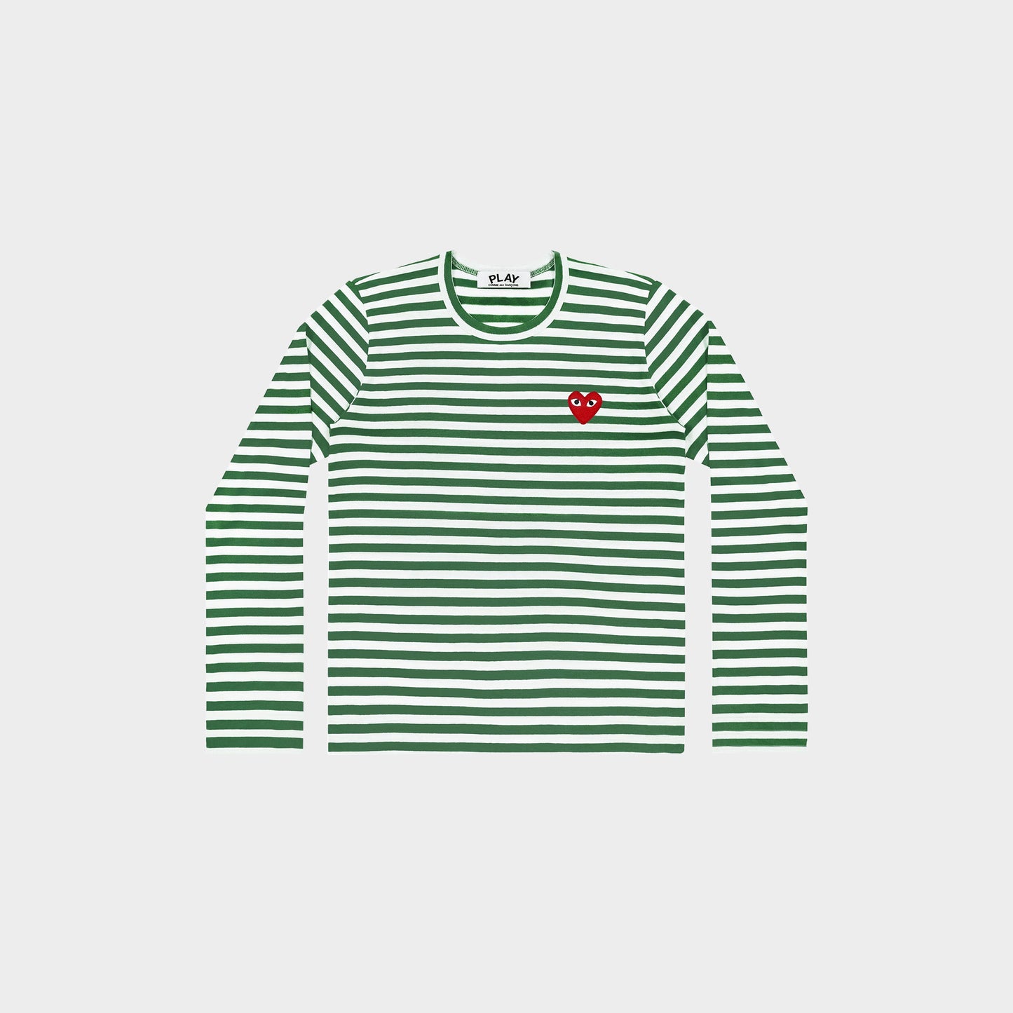 CDG Play Striped Longsleeve - Red Emblem Knit in Farbe green