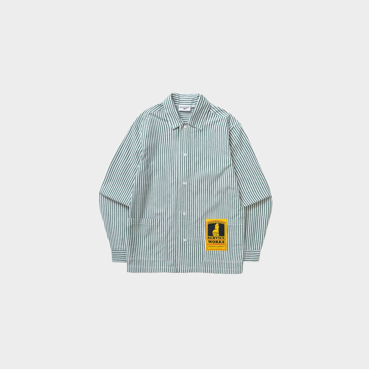Service Works Popelin Stripe Waiter Shirt in Farbe forest